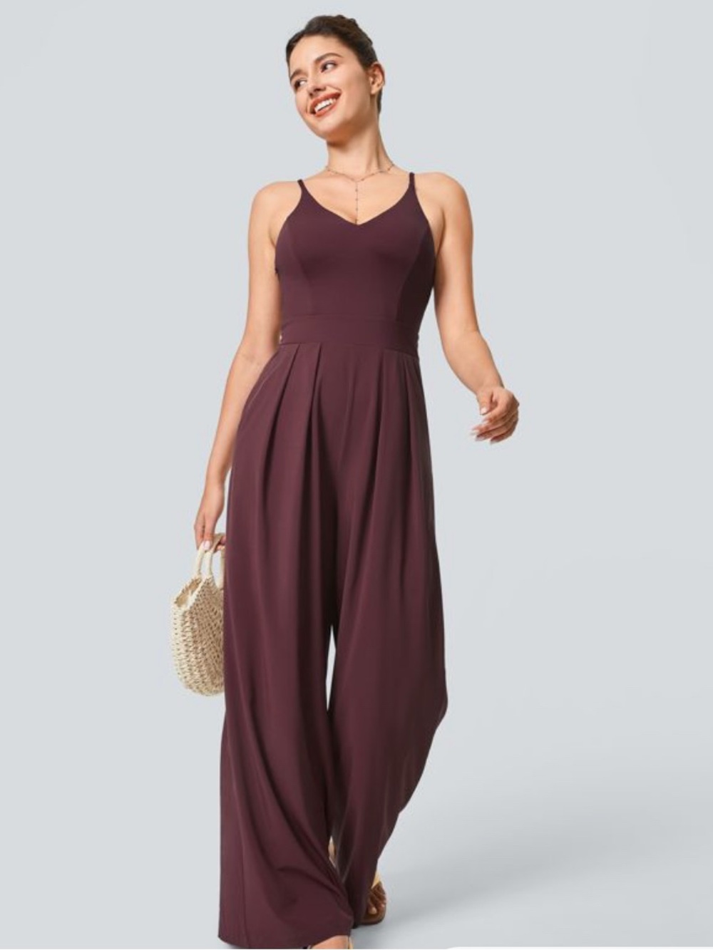 HALARA Plum Wide-Leg Jumpsuit